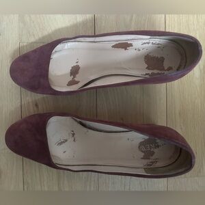 J.Crew Burgundy Suede Lucite Block Heel